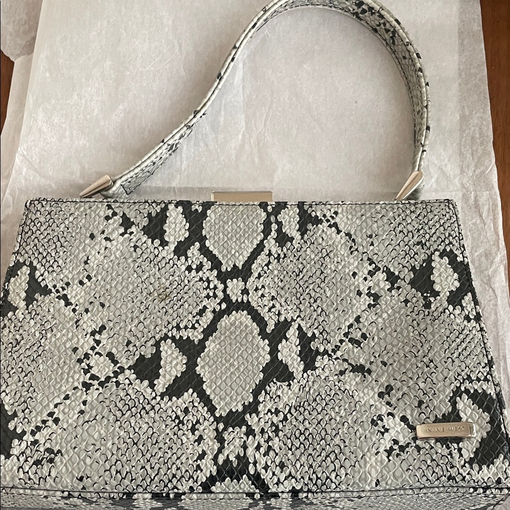 Nine West Black and Gray Snakeskin Shoulder Bag